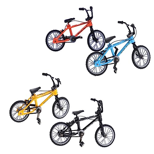 Milisten 4 Stück Teiliges Mini Finger Bike aus Aluminiumlegierung und Kunststoff Robustes Mountainbike in Gelb Blau Schwarz und Orange Fördert Fingerfertigkeit und Stressabbau für von Milisten