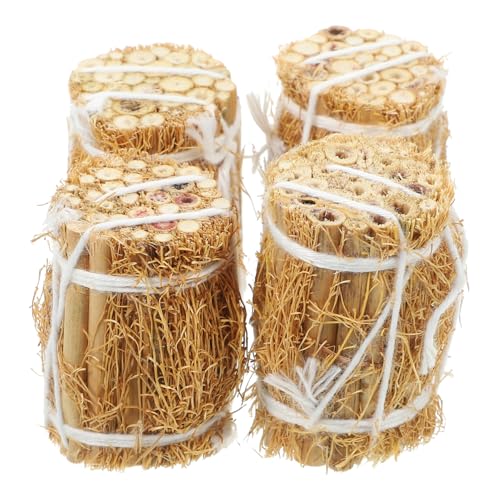 Milisten 4 Stück Teiliges Miniatur Heuballen aus Holz Handgefertigte Puppenhaus Dekoration Realistische Mikro Landschafts Accessoires für Minihäuser Schreibtisch Fotorequisiten für Sammler von Milisten