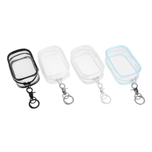 Milisten 4 Stück Teiliges PVC Zipper für Plüschpuppen Transparente Tragbare Aufbewahrungstaschen mit Schlüsselanhänger Stabile Struktur Geeignet für Outdoor und Sammelfiguren Kleine Taschen von Milisten