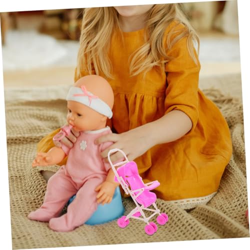 Milisten 4 Stück Teiliges Puppenwagen Rosa Doll Stroller mit Faltbarem Gestell und Sonnendach Realistisch Gestalteter Buggy für Kleinkinder Rollenspiel und Kreativen von Milisten