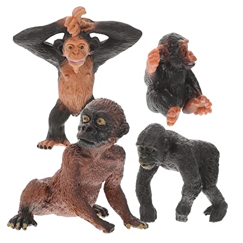 Milisten 4 Stück Teiliges Schimpansen Modellspielzeug Set aus Robustem Realistische Wildtier Figuren Kindgerechte Deko und Lernspielzeug für Kinderzimmer und Fotorequisiten von Milisten
