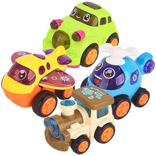Milisten 4 Stück Teiliges Set Kleiner Auto Spielzeuge aus Buntes Zugauto mit Rückziehmotor Sicheres Kinderspielzeug für Jungen und Mädchen Motorik und Eltern Junge Mädchen Zufällige Farbe von Milisten