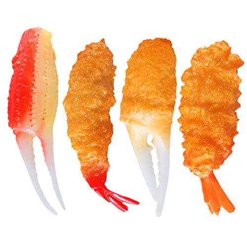 Milisten 4 Stück Tempura -garnelenmodell Vorgeben Jungs Kind Lebensmittelspielzeug Lebensecht Vorgetäuschtes Essen Gefälschtes Tempuras-Modell Gefälschte Tempuras-Requisite Prop Essen PVC von Milisten