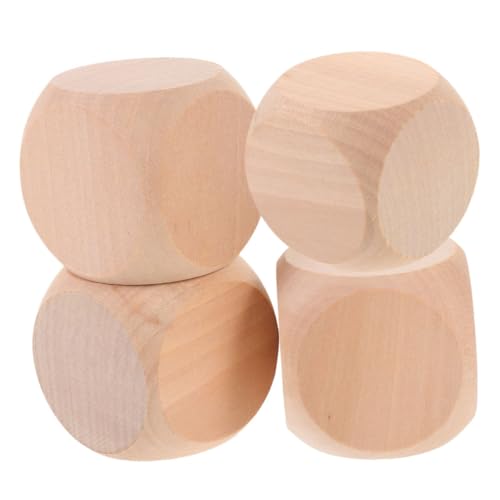 Milisten 4 Stück Unbehandelte Holz Würfel DIY Bastelwürfel für Spiele Kreative Projekte und Partys Robuste Holzklötze zum Gestalten und Gestalten von Eigenen Designs von Milisten