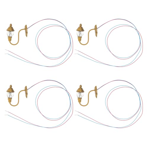 Milisten 4 Stück Wandlampe Wandleuchte Mini Hausdekoration Modell licht Puppenstubenmöbel Beleuchtungsdekor Puppenhaus-Leuchten Puppenhaus -Beleuchtungswand Sandtisch Nachtlicht Abs Golden von Milisten