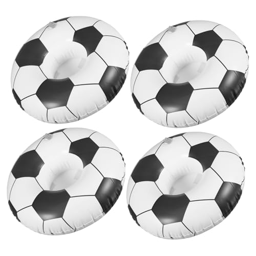Milisten 4 Stück aufblasbarer Getränkehalter Fußball Getränkehalter für den Pool Schwimmender Getränkehalter Partybecher Outdoor -Becherhalter Poolbecherhalter PVC Schwarz Wiederverwendbar von Milisten