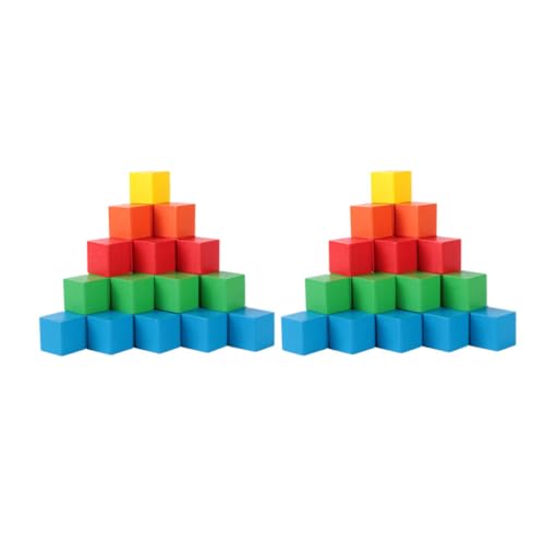 Milisten 40 Stück Bauklötze Mathe Lernspielzeug für Kognitive Entwicklung Bunte Holzbausteine Pädagogische Puzzle Spielzeuge von Milisten