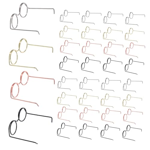 Milisten 40 Stück Teiliges Mini Metallbrillen Puppen DIY Basteln Runde Miniatur Brillenrahmen in Gold Silber Roségold Schwarz Leicht Robust Vielseitig für Puppendeko und Bastelprojekte von Milisten