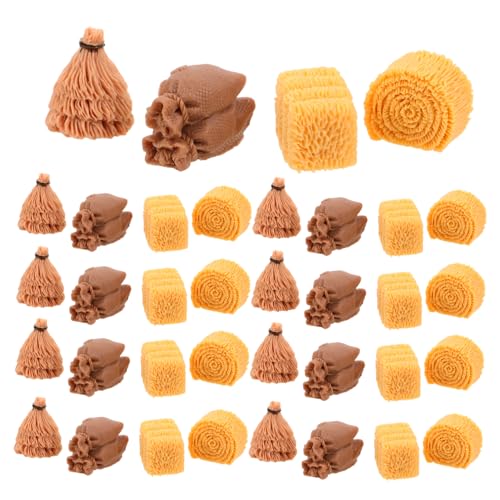 Milisten 40stücke Mini-heuballen Miniatur-Bauernhof-heuschober Kunststroh Für Puppenhaus Mini-gartenkulissendekor DIY-heuballen Zum Basteln von Milisten
