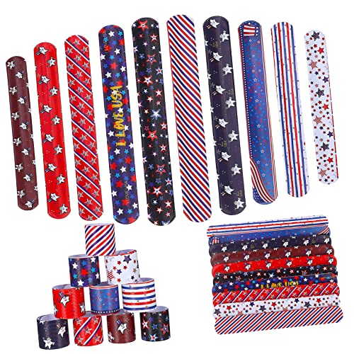Milisten 40 Stück Unabhängigkeitsfest Schnapparmbänder Teiliges mit Kreativen Designs für Party und Deko für Juli Robust und Einfach zu Verwenden von Milisten