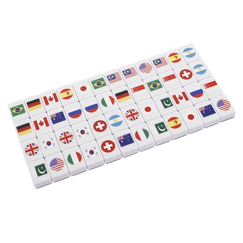 Milisten 48 Stück Nationalflagge Mahjong Küstenfliesen Entkommen Kachel-Push-Spiel Sea Side Escape-Spiel Mit Plättchen Spiel Am Meer Spielzeugnahrung Majong-Spiele Majiang-Party Melamin von Milisten