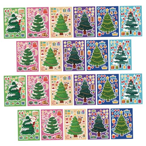 Milisten 48 Stück Teiliges Weihnachtsbaum Dekorationsset Selbstklebende Weihnachtsaufkleber mit Bunten Motiven für Fenster Türen DIY Weihnachtsdeko Party Zubehör von Milisten