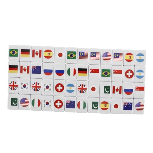 Milisten 48Stücke Teiliges Nationalflaggen Mahjong Set Familienspiele mit Spielblöcken für Picknick und Party Events Leicht Langlebiges Design für Spielstärken von Milisten