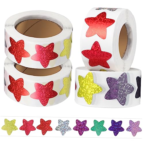 Milisten 4Rollen Selbstklebende Sternaufkleber für Belohnungssticker Kreative Lehreraufkleber zur Motivation Geschenkboxaufkleber für Erzieher und Eltern für Belohnungstabellen von Milisten
