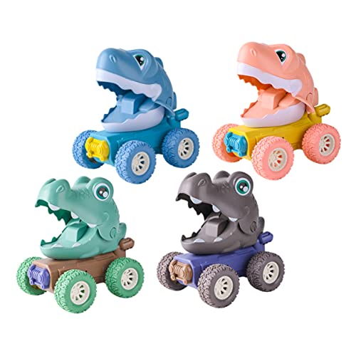 Milisten 4Stücke Cartoon Dinosaurier Trägheitsautos für Handdruck Spielzeugautos aus Langlebigem Material für Kleinkinder Lernen Designs für Mehr Spaß von Milisten