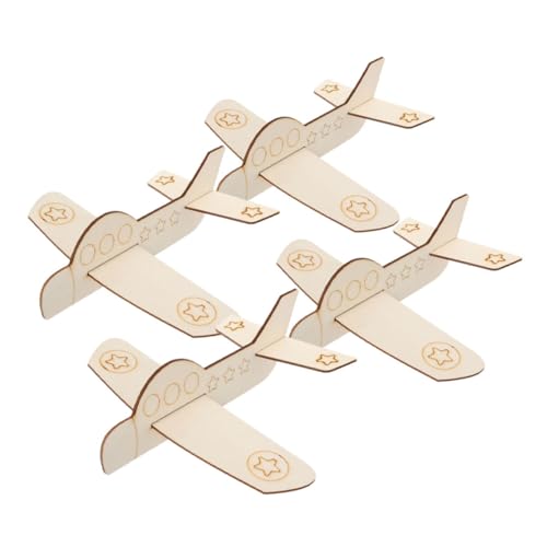Milisten 4Stücke DIY Holzspielzeug Flugzeuge Unvollendete Modelle zum Bemalen für Kreative Bastelprojekte Fördert Fantasie und Geschicklichkeit von Kindern als von Milisten