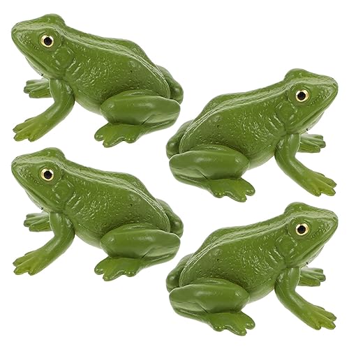 Milisten 4Stücke Frosch Figuren aus Kunststoff Dekorative Miniaturfrösche für Kinderzimmer Garten und Kreative Spielwelten Lernspielzeug mit Lebendigen Farben und Klangfunktion von Milisten