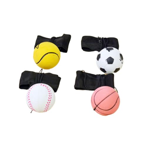 Milisten 4Stücke Handgelenkballspielzeug Elastische Entspannungsbälle mit Schnur Kreativer Emotion Relaxer Zufällige Muster für Stressabbau und Freizeitgestaltung von Milisten