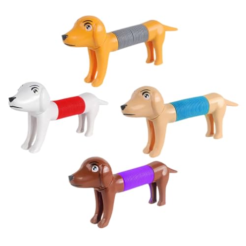 Milisten 4Stücke Mini Hund Pack Dehnbares Pop Tube Tierspielzeug Leuchtenden Farben Stressabbau und Spielspaß für Gastgeschenk und Partyspielzeug von Milisten