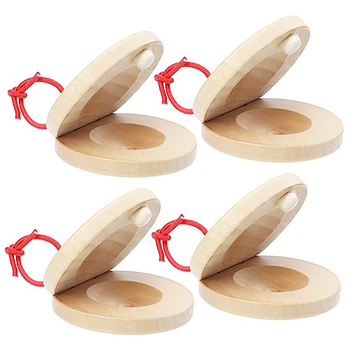 Milisten Kastagnetten Spielzeug für Kinder 4 Stück Holz Musikinstrument für Vorschulkinder Lernspielzeug zur Kreativität Musikspielzeug für Weihnachten und Neujahr von Milisten