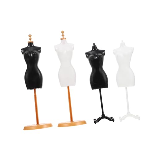Milisten 4 Stücke Mini Puppe Mannequin Stehen Für Puppe Kleidung Display Kleid Form Rack von Milisten
