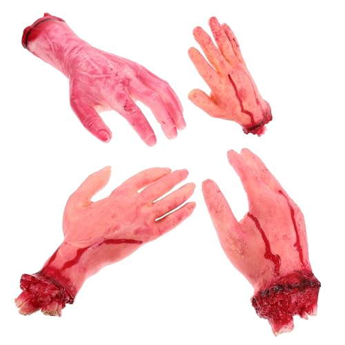 Milisten 4Stücke Teiliges Halloween Streich Set mit Gruseligen Abgetrennten Händen Menschliche Teile Requisiten für Spukhaus Deko und Scherze für Partys und Gruselige Veranstaltungen von Milisten