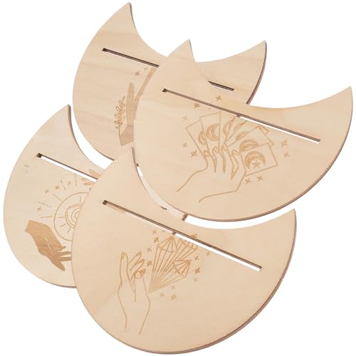 Milisten 4Stücke Teiliges Mondförmiger Tarotkartenständer aus Holz Dekorativer Wahrsagerhalter für Altar und Tisch für Zuhause und Büro Milisten 4Stücke Teiliges Mondförmiger Tarotkartenständer aus Holz Dekorativer Wahrsagerhalter für Altar und Tisch für Zuhause und Büro von Milisten