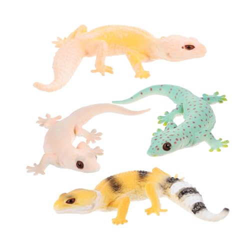 Milisten 4Stücke Teiliges Realistische Gecko Figuren Lernspielzeug für Kognitive Reptilienmodelle Weiche und Sichere Handhabung für Spiel und Dekoration von Milisten