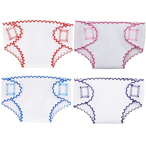 Milisten 4Stücke Teiliges Wiederverwendbare Puppenwindeln für Puppen Puppenunterwäsche Rosa Rot und Blau Perfektes Zubehör für Kreatives für Mädchen von Milisten