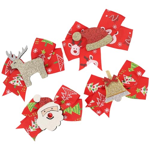 Milisten 4Stücke Weihnachts Haarspangen mit Bogenknoten und Cartoon Design für Weihnachten Partys und Festliche Anlässe Bequem und Stylisch Perfektes von Milisten