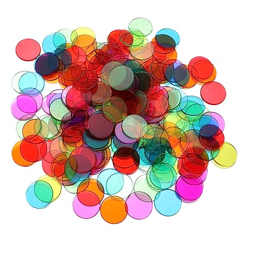 Milisten 5 Sätze Bingo Chips Transparente Spielmarkierungen Für Mathematik Poker Und Zählspiele Blau Rot Gelb Grün Und Orange Je 600 Stück * 5 von Milisten