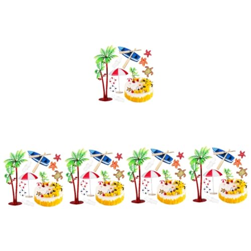 Milisten 5 Sätze Dekoration Mit Strandmotiven Im Freien Tropenpartydekorationen Kuchen -topper Hochzeit Strandkuchendekoration Tortenaufsatz Zum Thema Strand Glas 10 Stück * 5 von Milisten