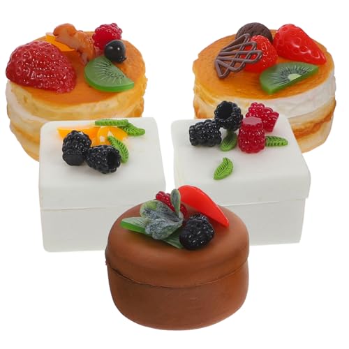 Milisten 5 Sätze Simulationskuchenspielzeug für Dessert-Boxen kleine Aufbewahrungsbehälter Kuchen-Modell Schachteln in Tortenform selber Machen Spielzeugkästen Plastik von Milisten