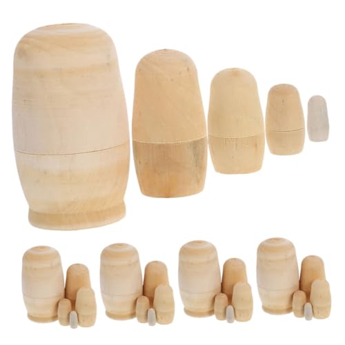 Milisten 5 Sätze Teiliges Unbemalter Russischer Puppen aus Naturholz Lagige DIY Nesting Dolls für Party Bastelprojekte Nachhaltige Holzpuppen zum Bemalen und Dekorieren von Milisten