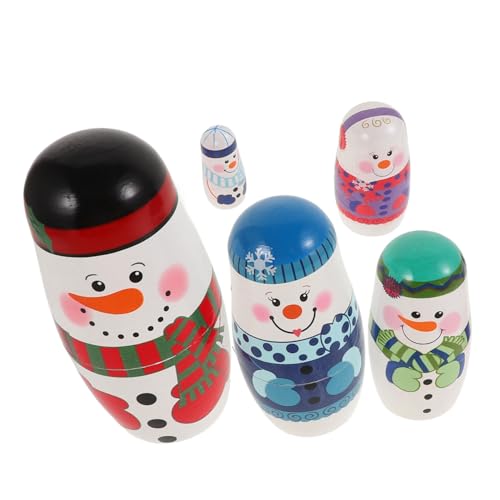 Milisten 5 Schneemann Matroschkas Weihnachts Nistpuppen Schneemann Puppenstapel Kleinkinderspielzeug Puppen Kinderdekorationen Winter Weihnachtsfiguren Ornament Süßer Plüsch von Milisten