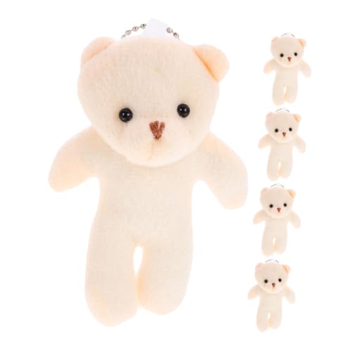 Milisten 5 Stück Bär Plüschfigur Teiliges Kuscheltier für DIY Schlüsselanhänger Rucksack und Handtaschendekoration Weiches Baumwollmaterial Kreative Bärenform von Milisten