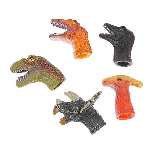 Milisten 5 Stück Dinosaurier -Kopfpuppe -Dinosaurier- Fingerpuppen Kinderspielzeug Mini-Fingerpuppen Kinderpuppenspielzeug Plastik von Milisten