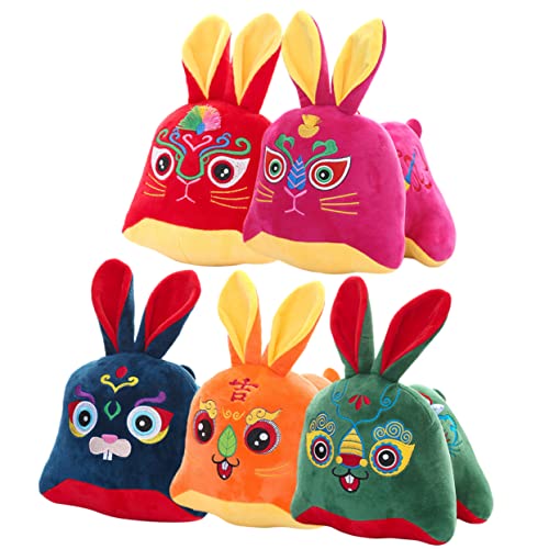 Milisten 5 Stück Fünf gesegnete Kaninchenpuppen Hasenspielzeug Plüschkaninchen Kaninchen-Maskottchen-Plüschtier Plüschspielzeug Plüsch-Kaninchen-Anhänger Kaninchen Plüschtiere PP Baumwolle von Milisten
