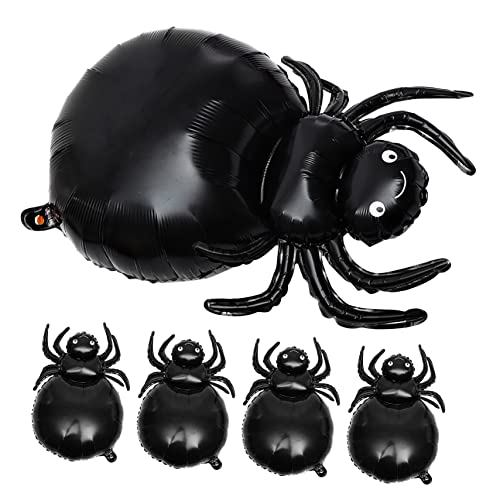 Milisten 5 Stück Halloween Luftballons Spinnenform Aluminiumfolie Schwarz Dekorative Party Deko Aufblasbare Spinnenrequisiten Geeignet für Halloween Geburtstag von Milisten
