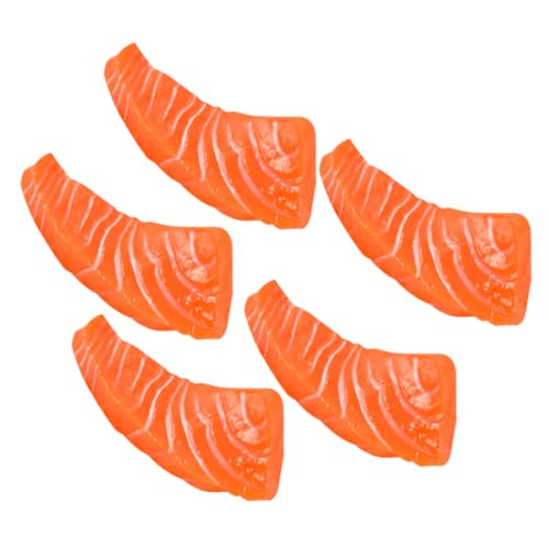Milisten 5 Stück Imitation Lachsfilet Scheiben Realistischer Gefälschter Lachs Groß Fake Food Für Die Küche Simulationsfutter Essensmodelle Vorgeben Realistisches Spielzeugfutter Orange PVC von Milisten