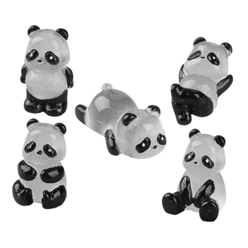 Milisten 5 Stück Leuchtende Mini Panda Figuren aus Resin Kleine Tierornamente für Mikrolandschaft Garten Blumendeko Langlebige Miniatur Dekoration für Innen und Außenbereiche von Milisten