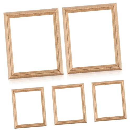 Milisten 5 Stück Maßstab Kleine DIY Miniatur Fotohalter Robuste Miniatur Holzrahmen für Puppenhaus Zubehör und Dekoration von Milisten