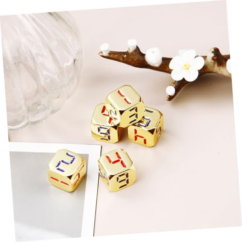 Milisten 5 Stück Metallwürfel Goldfarben Große Zahlen Abgerundete Ecken Komfortabel Nutzbar für Brettspiele Party Zubehör von Milisten