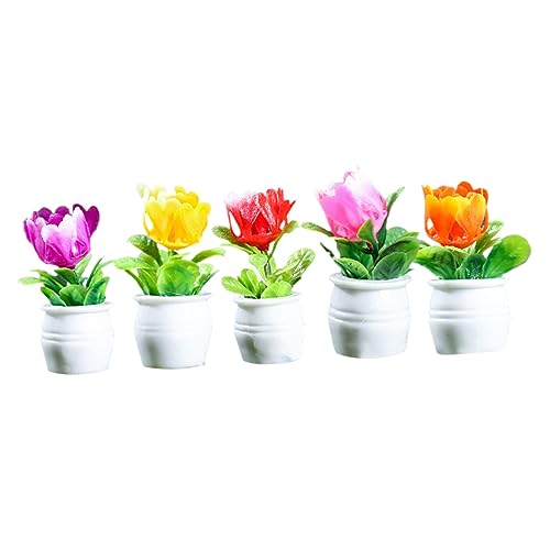 Milisten 5 Stück Mini-Pflanzenmodell Mini-Hausverzierung Mini- -Hausdekorationen Miniaturheimdekorationen Miniatur-Landschaftsdekor Mini-Bonsai-Figuren Mini-Hausfiguren Harz von Milisten