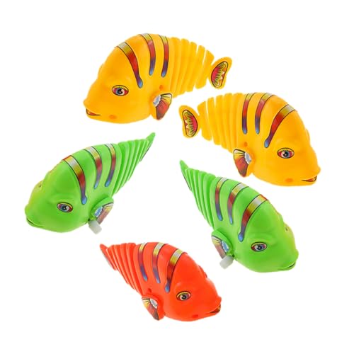 Milisten 5 Stück -Schaukelfisch Wind Kinderfisch Uhrwerk-Fischspielzeug interaktives Interactive Toys badespielzeug Lustiges Fischmodell Plastik von Milisten