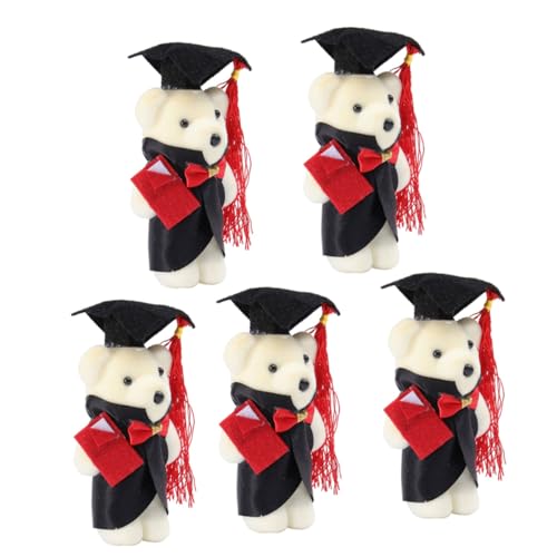 Milisten 5 Stück Stehender Graduierungsbär in Mütze Absolventen Puppenfigur Desktop-Ornament Puppenornament Bärengraduierung in Der Kappe Abschluss Handwerk Abschluss Bär Vlies von Milisten