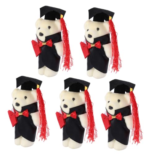 Milisten 5 Stück Teiliges Abschlussbär mit Doktorhut Süße Plüschfiguren für Abschlussfeiern und Dekorationen Stehende Teddybären für Graduates von Milisten