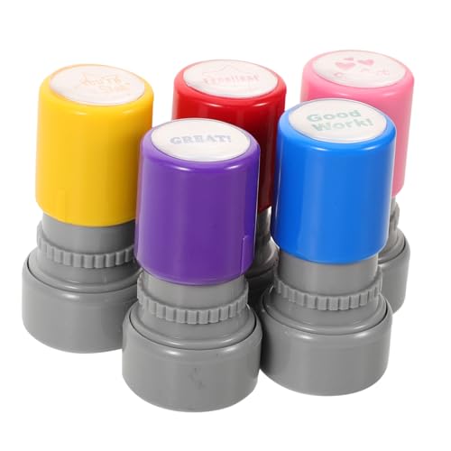 Milisten 5 Stück Teiliges Bunte Selbstfärbende Lehrer Stempel für Feedback und Motivation Pädagogische Motivationsstempel für Grund und Sekundarschüler Kompakt und Sicher für von Milisten