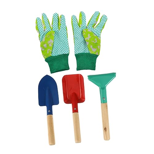 Milisten 5 Stück Teiliges Gartenset mit Schaufel Rechen und Handschuhen Robustes Gartenwerkzeug für Junge Mädchen Fördert Motorische Fähigkeiten und Spielerisches Lernen im Zufällige Farbe von Milisten