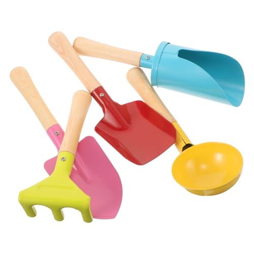 Milisten 5 Stück Teiliges Gartenwerkzeug Schaufel und Rechen Sicher Abgerundete Kanten Ergonomische Griffe für Kinderhände für Sandkasten Strand und Outdoor-Spiel Motorische von Milisten